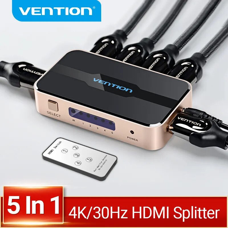 Vention-HDMI й, 5  1 ƿ 4K/30Hz HDMI 5x1 3x1  XBOX 360 TV Mi ڽ ġ PS5 PS4 3  1 ƿ HDMI 2.0 ó